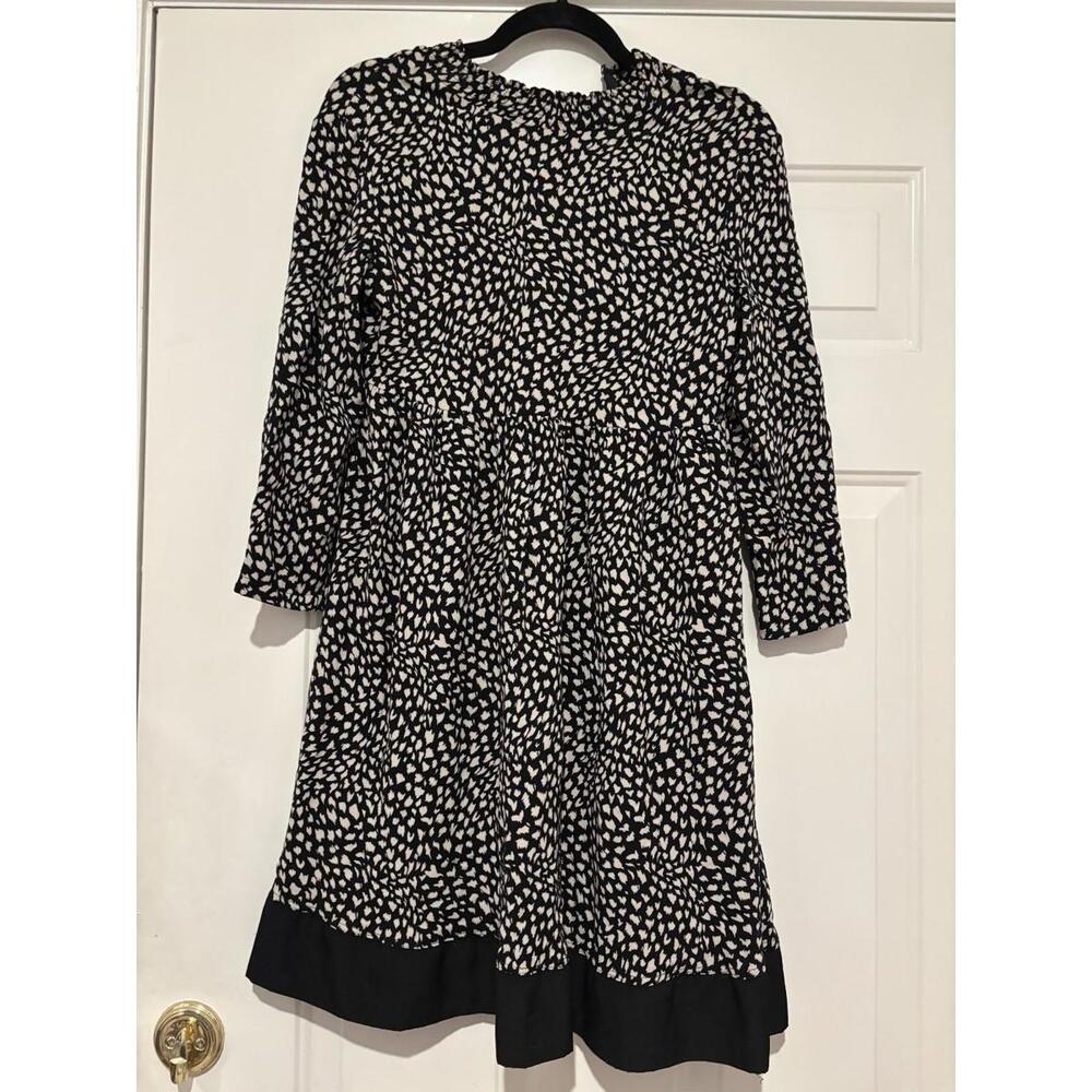 Women's sz S IKKS long sleeve black/white dress‎ 3/4 length sleeves #1181